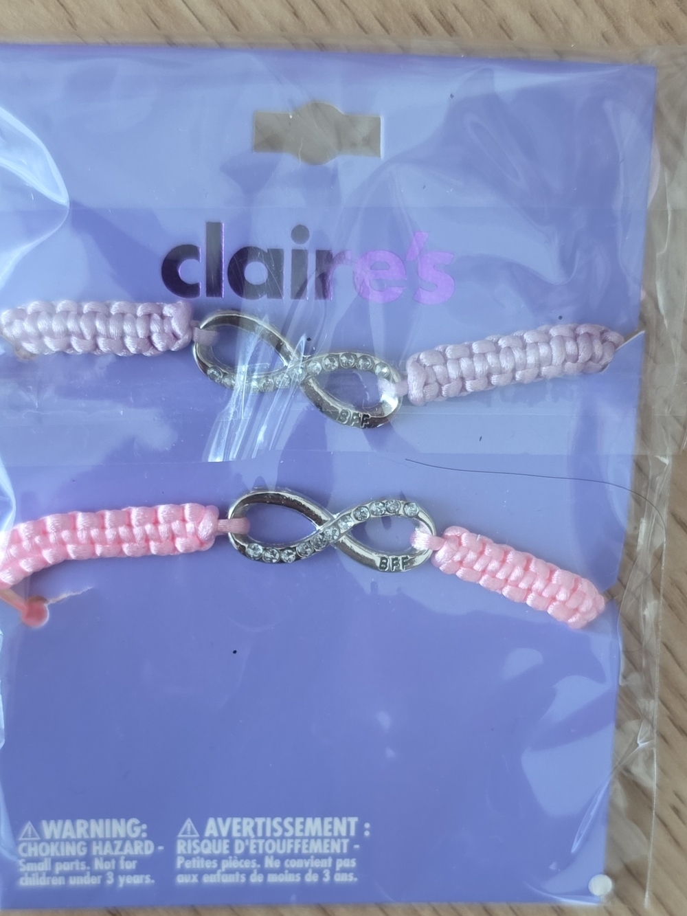 Claire's Pink Rhinestone Infinity BFF Bracelet Duo
